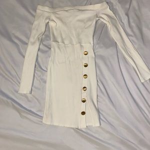 Fashion Nova Cream off the shoulder dress 💸